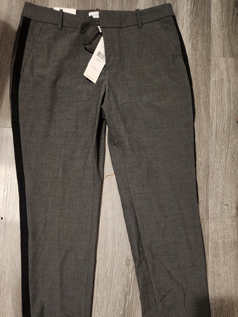 Calvin Klein Charcoal Gray Dress Pants with Black Side Stripe